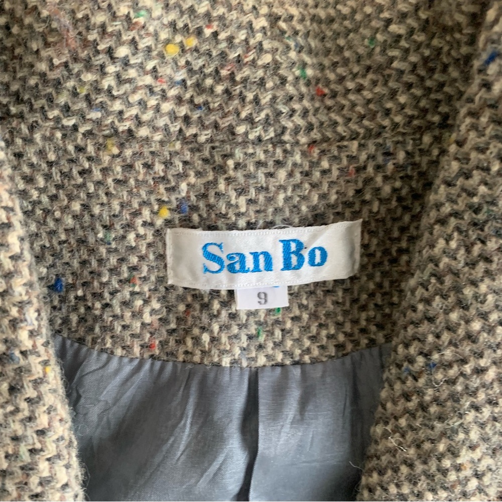 VINTAGE - San Bo Tweed Wool-Blend Jacket with Faux Leather Trim - Picture 5 of 14